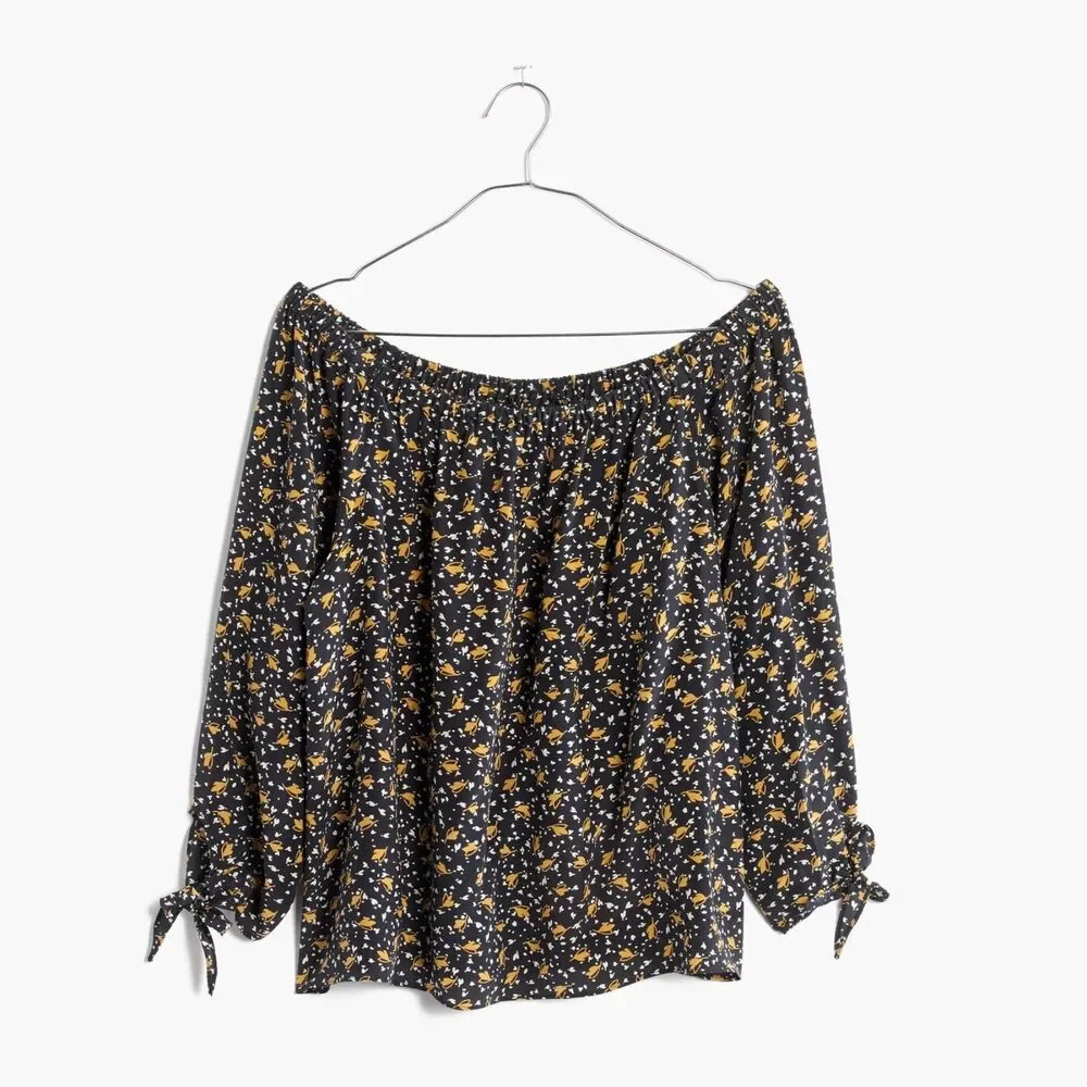 Madewell 100% Silk Off-the-Shoulder Top in Falling Leaves